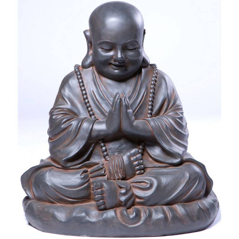 21" Indoor/Outdoor Resin Seated Buddha Garden Statue Black - Alfresco Home LLC