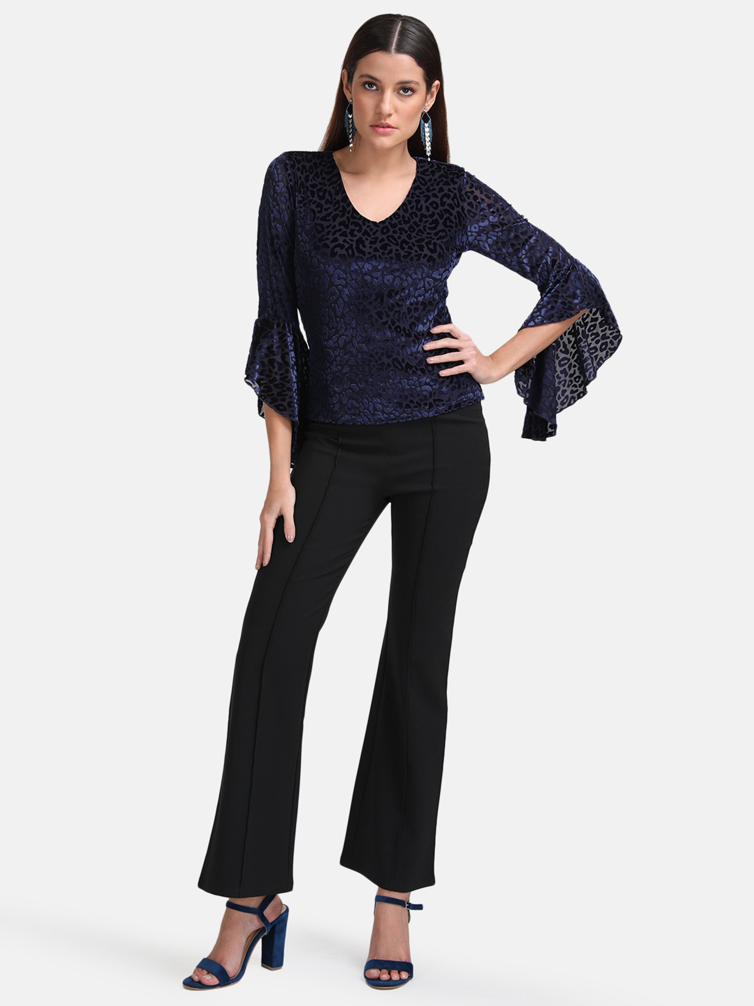 Kazo Navy Animal Print Top