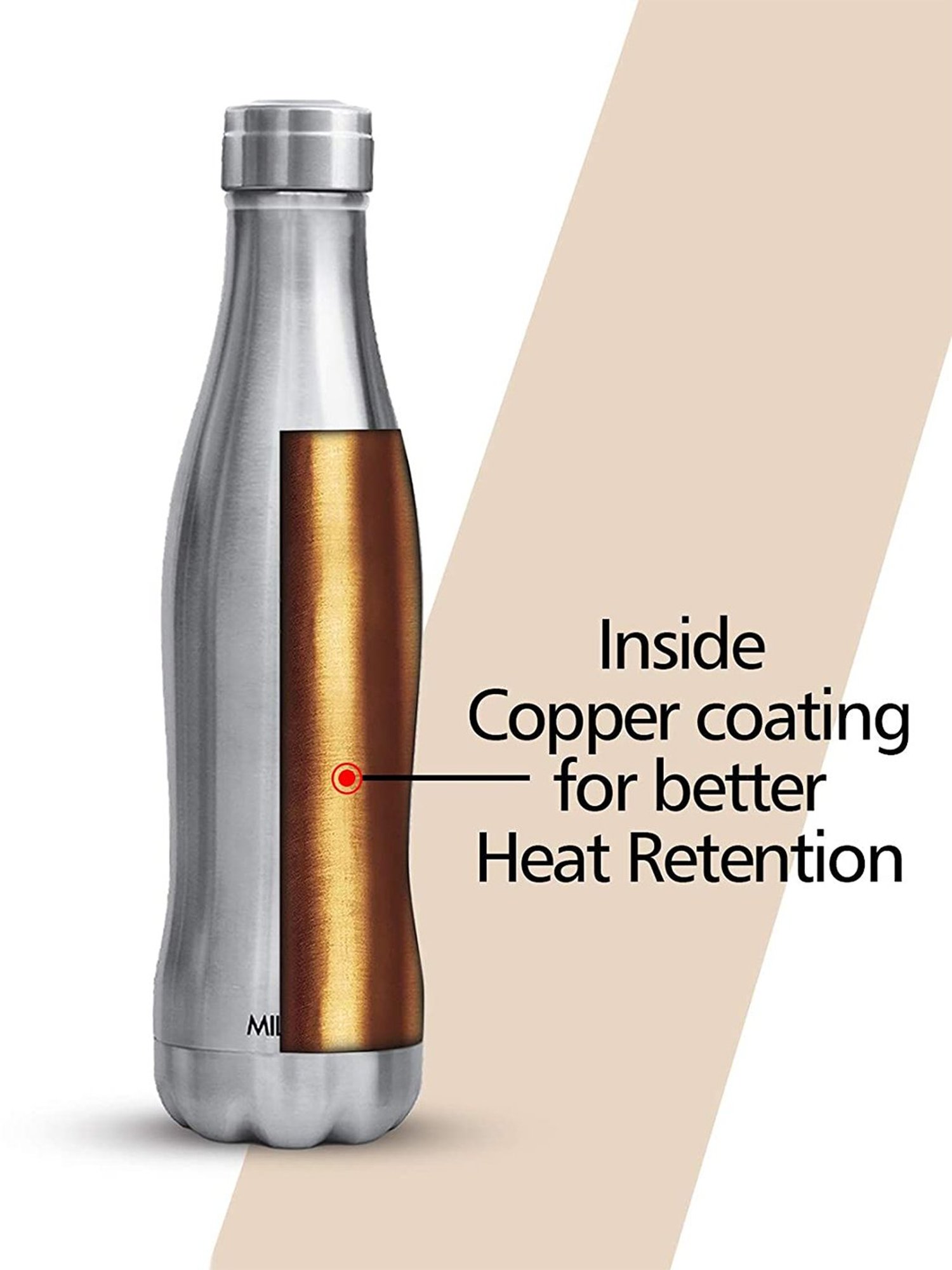 Milton Silver Thermosteel Hot & Cold Vacuum Insulated Water Bottle - 420 ml