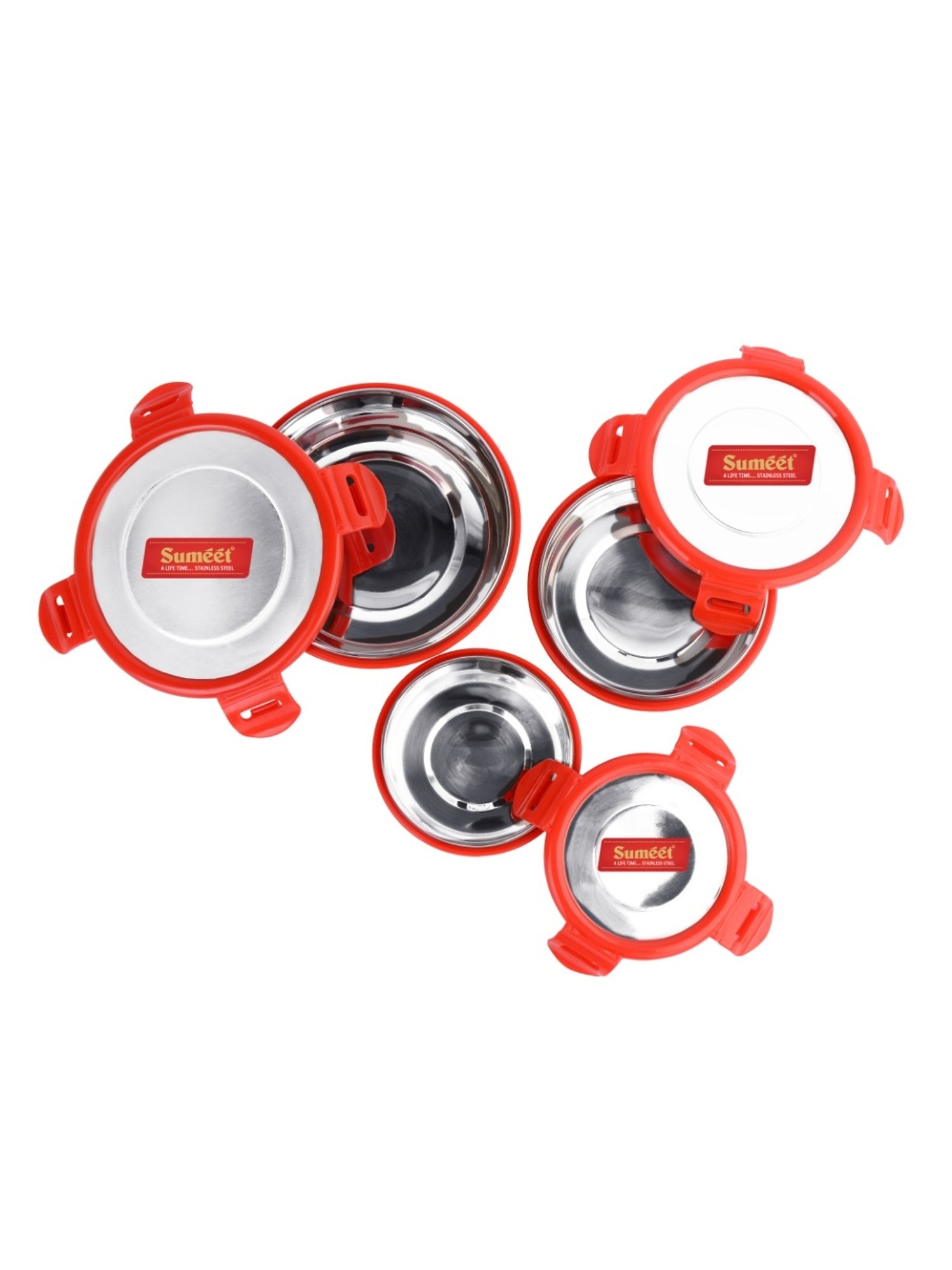 Borosil Grey Stainless Steel Lunch Box - Set of 4