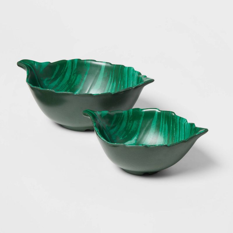 2pc Bamboo Melamine Leaf Nesting Bowl Set - Opalhouse™