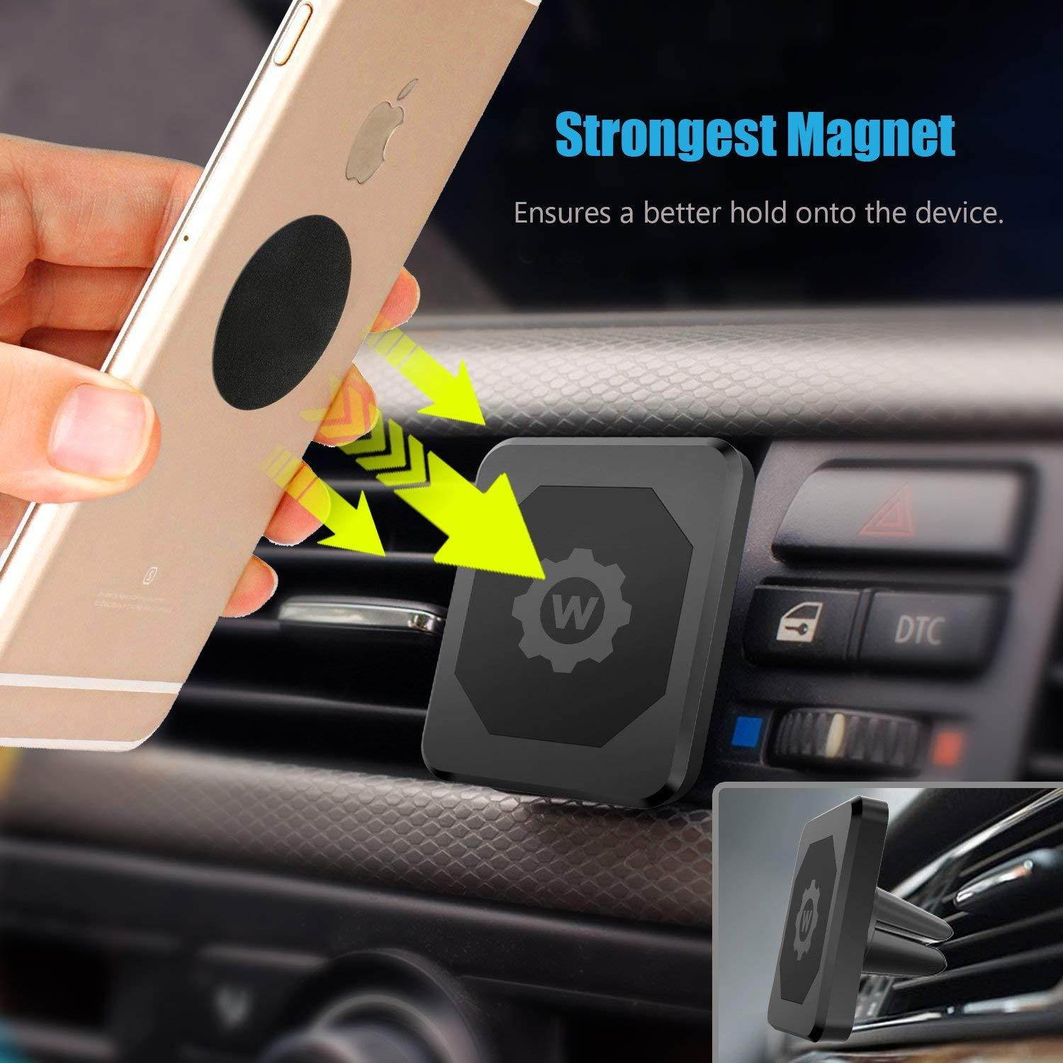 WizGear Universal Air Vent Magnetic Phone Car Mount Holder, for Cell Phones with Fast Swift-Snap Technology, Magnetic Cell Phone Mount [New Stronger Square Design]