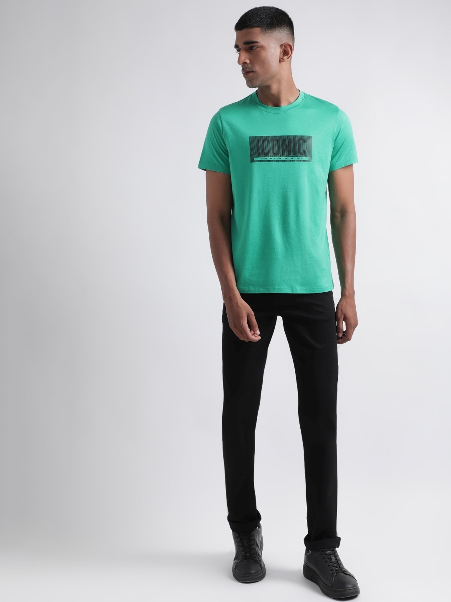 Iconic Men Printed Regular Fit Cotton T-shirt
