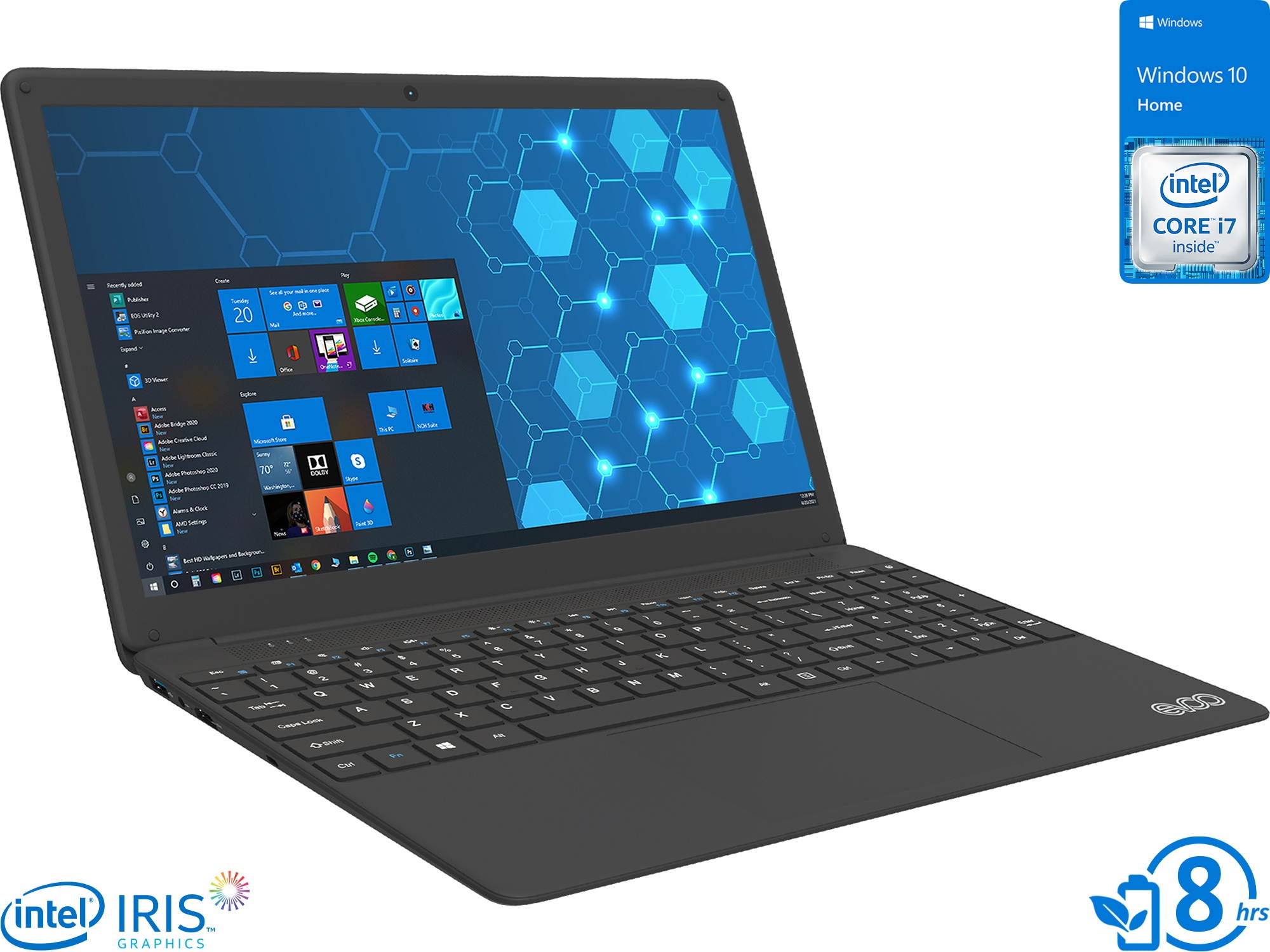 EVOO Ultra Thin Notebook, 15.6" FHD Display, Intel Core i7-6660U Upto 3.4GHz, 8GB RAM, 1TB SSD, HDMI, Card Reader, Wi-Fi, Bluetooth, Windows 10 Home