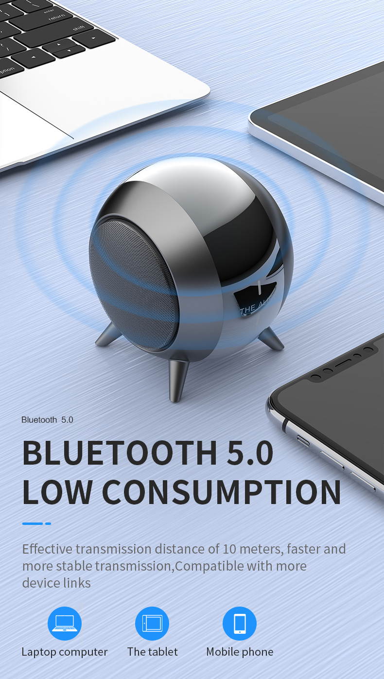 Mini Metal Wireless Bluetooth Speaker, TWS Interconnection Card Subwoofer HIFI Stereo Surround