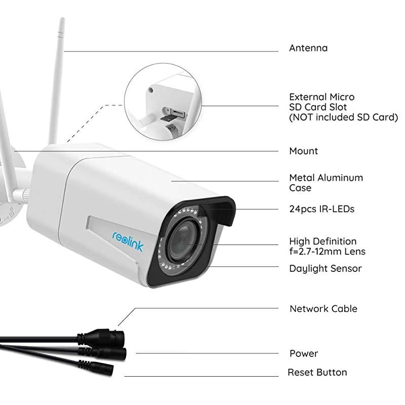 Security Camera Outdoor,  5MP HD Plug-in WiFi Outdoor Cameras for Home Security, 4X Optical Zoom, 2.4/5Ghz WiFi, Motion Detection, Night Vision, Work with Google Assistant, RLC-511W
