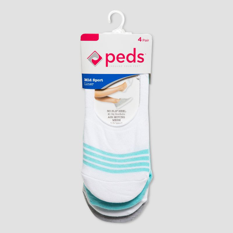 Peds Women's Sport Cut Liner Socks 4pk - Gray Heather/Blue Radiance 5-10