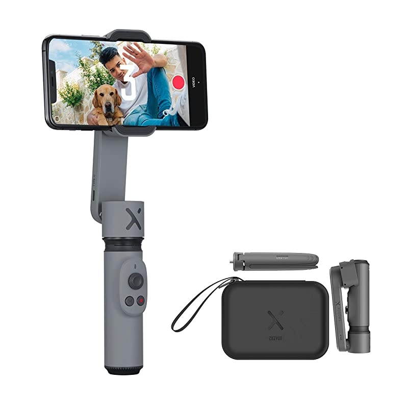Smooth X Kit with Mini Tripod and Pouch 2Axis Smartphone Gimbal Stabilizer for iPhone 11 Pro Xs Max Xr X 8 Plus 7 6 SE Android Smartphone Samsung Cell Phone SmoothX Combo Gray