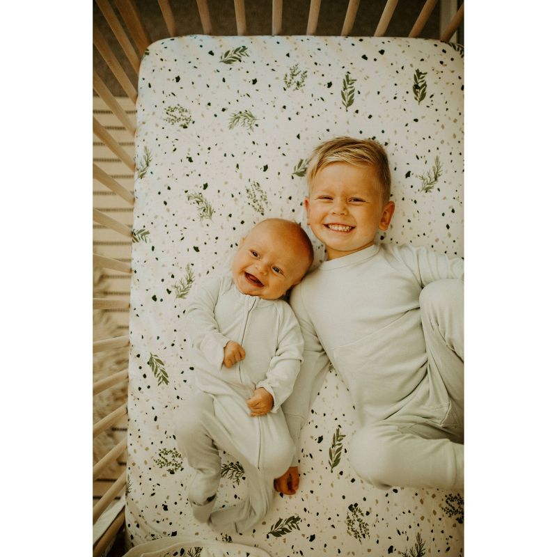 Goumi Baby Organic Botanical Garden Fitted Sheet Set - Moss - 2pc