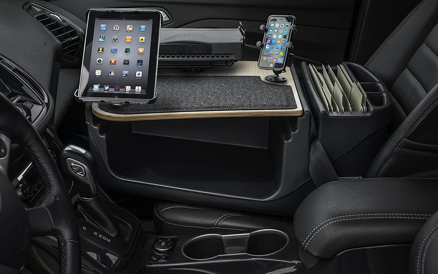 AutoExec AUE06250 Efficiency GripMaster Car Desk Birch Finish with Phone Mount, Printer Stand and Tablet Mount 

AEGrip-02-09 Elite