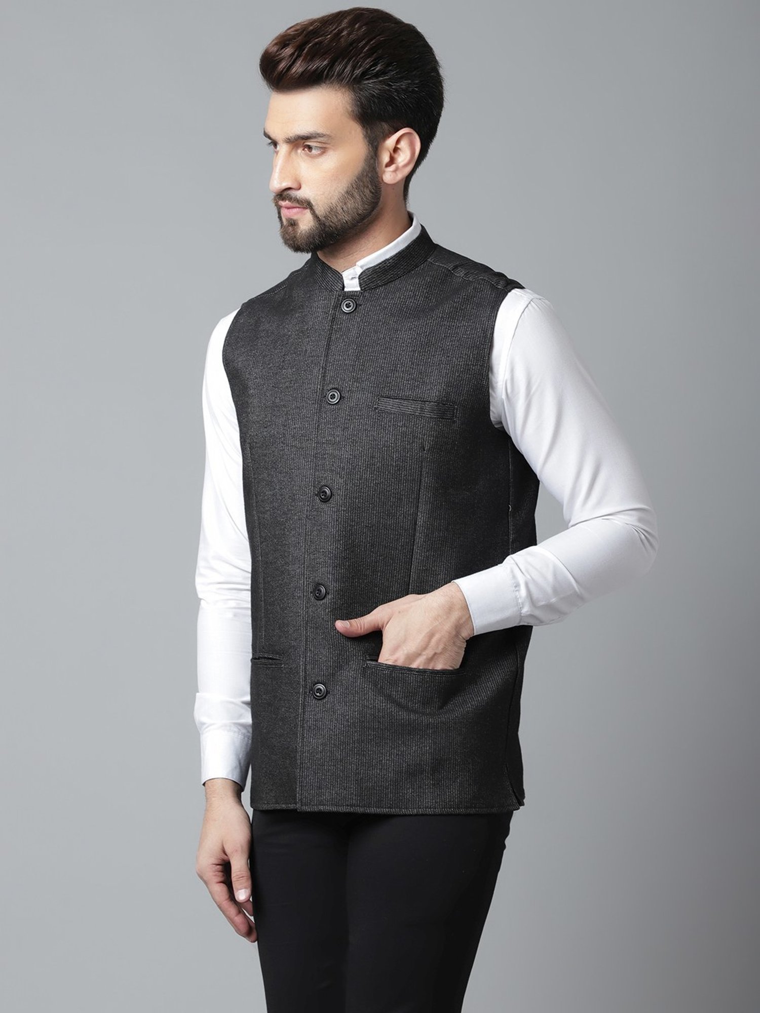 Even Black Regular Fit Nehru Jacket