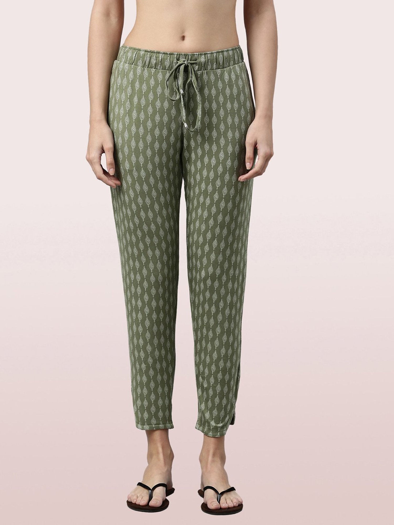 Enamor Green Printed Lounge Pants