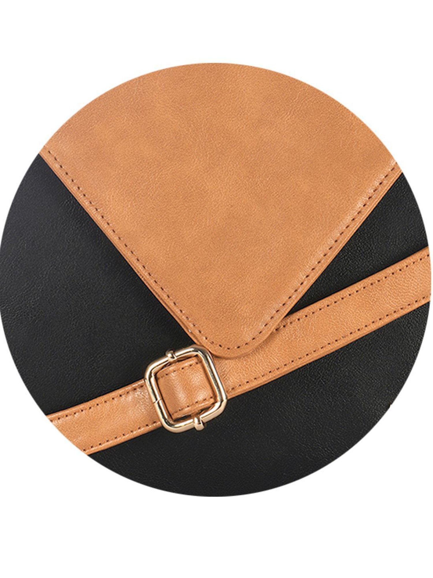 Bellissa Tan Color Block Medium Satchel Handbag