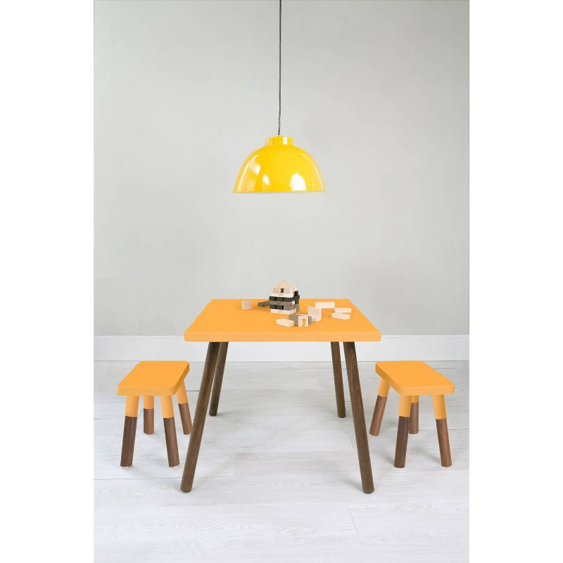 Set of 2 Peewee Wood Veneer Kids' Chairs Walnut/Orange - Nico & Yeye