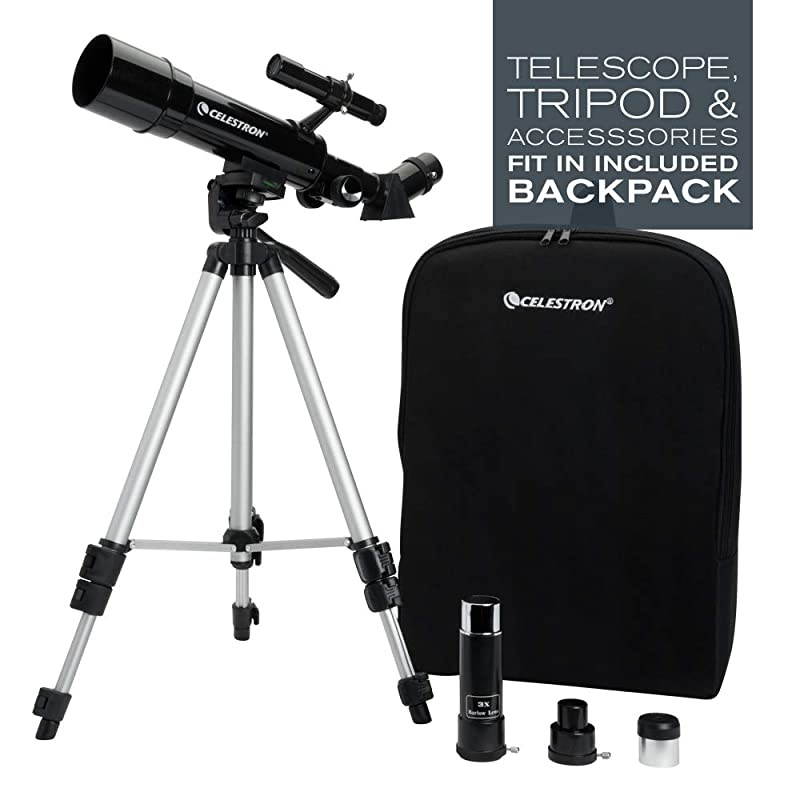 50mm Travel Scope - Portable Refractor Telescope - Fully-Coated Glass Optics - Ideal Telescope for Beginners - BONUS Astronomy Software Package