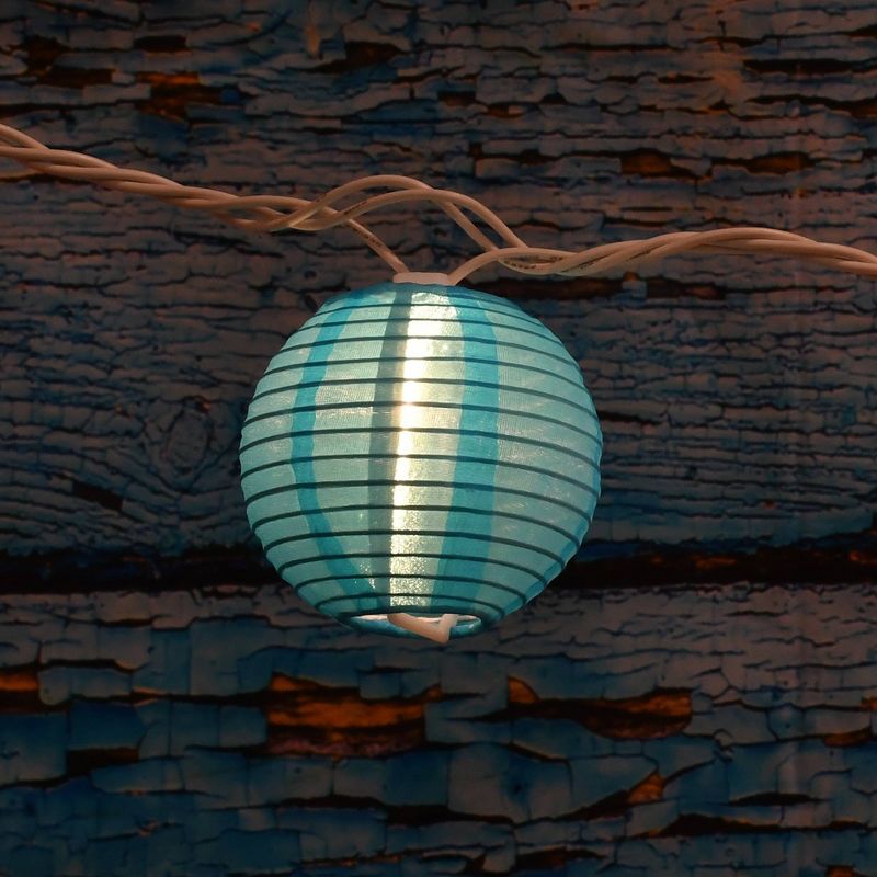 10ct 3"Electric String Light with Nylon Lanterns Turquoise