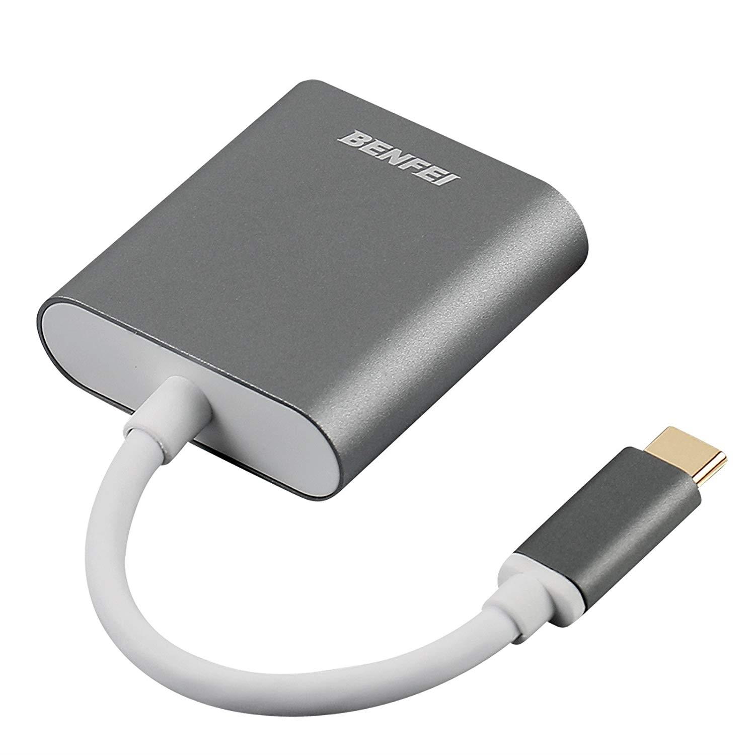 USB Type C(Thunderbolt 3) to DVI Adapter, Benfei USB 3.1 (USB-C) to DVI-D Adapter Male to Female Converter for Apple New MacBook [2015 ,2016,2017]