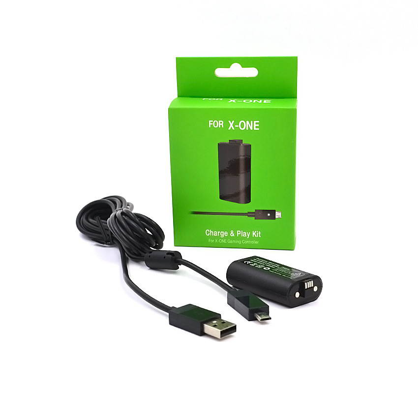 For XBOX-ONE Controller Play and Charge Kit, 2400 Mah Battery + 9ft LED Cable for Xbox One Rechargeable Battery with Play and Charge Power Cable