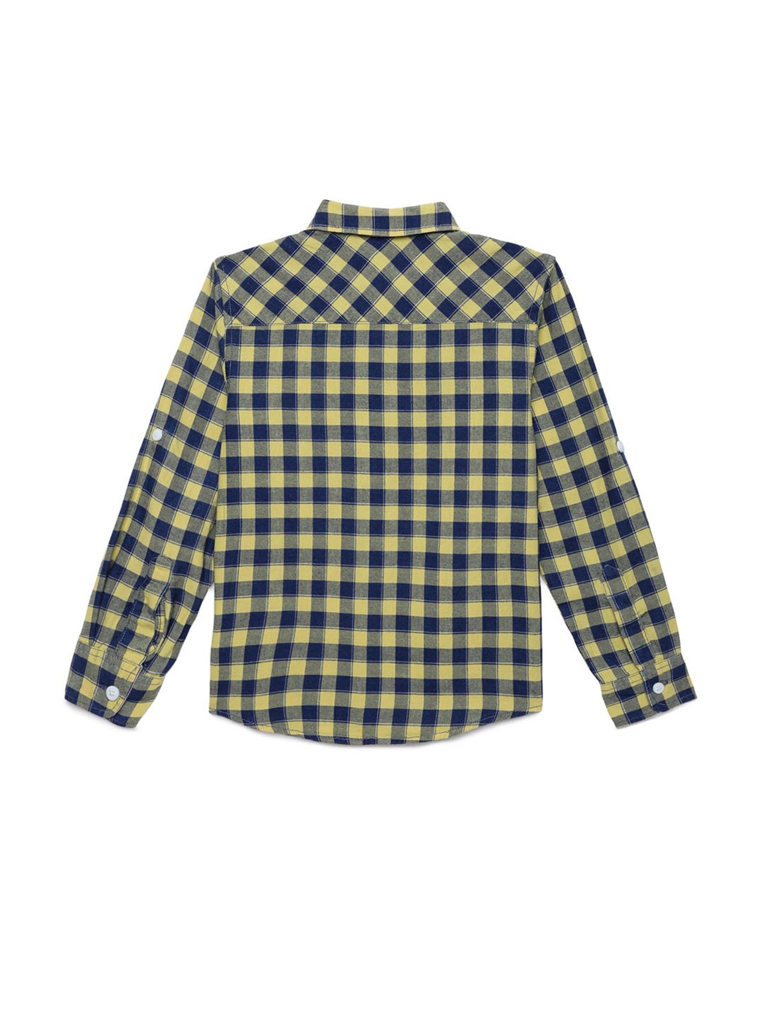 Under Fourteen Only Boys Yellow & Navy Checks Shirt