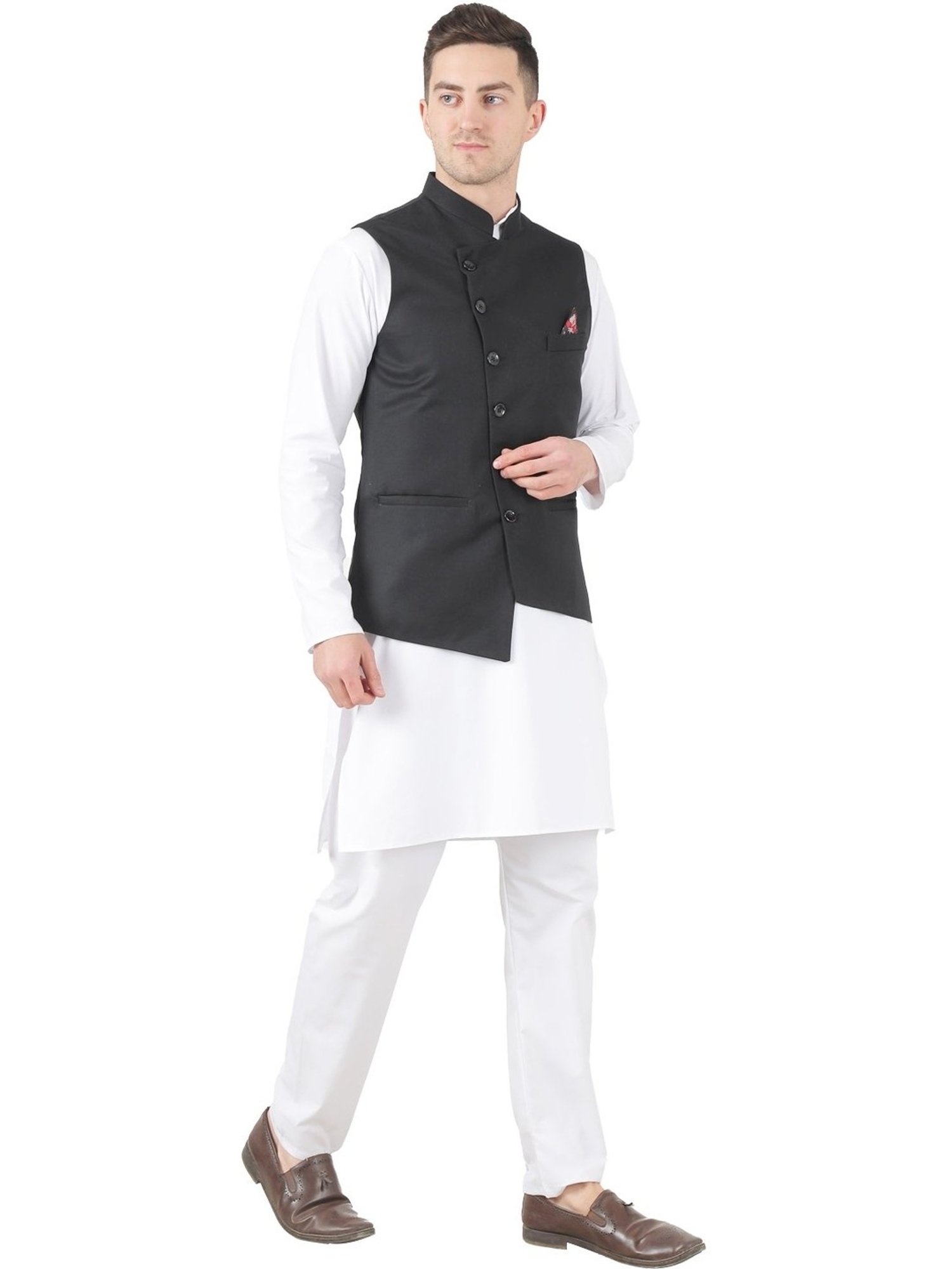 Tahvo Black Slim Fit Nehru Jacket