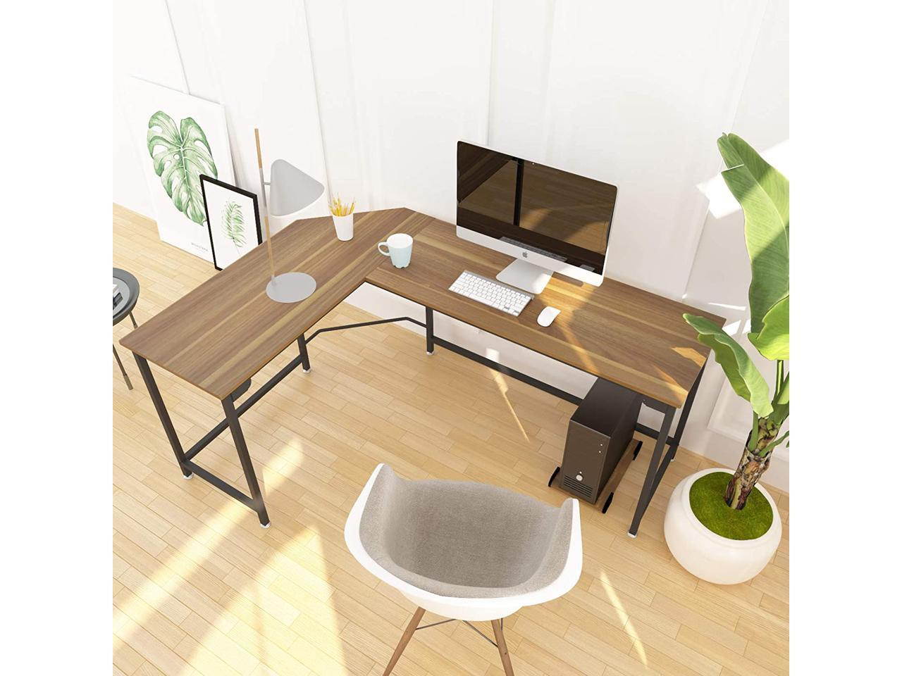 L-Shaped Desk, 66 Inch Walnut Corner Gaming Computer Desks for Home Office PC Workstation Table,Wood(Walnut) & Metal(Black)