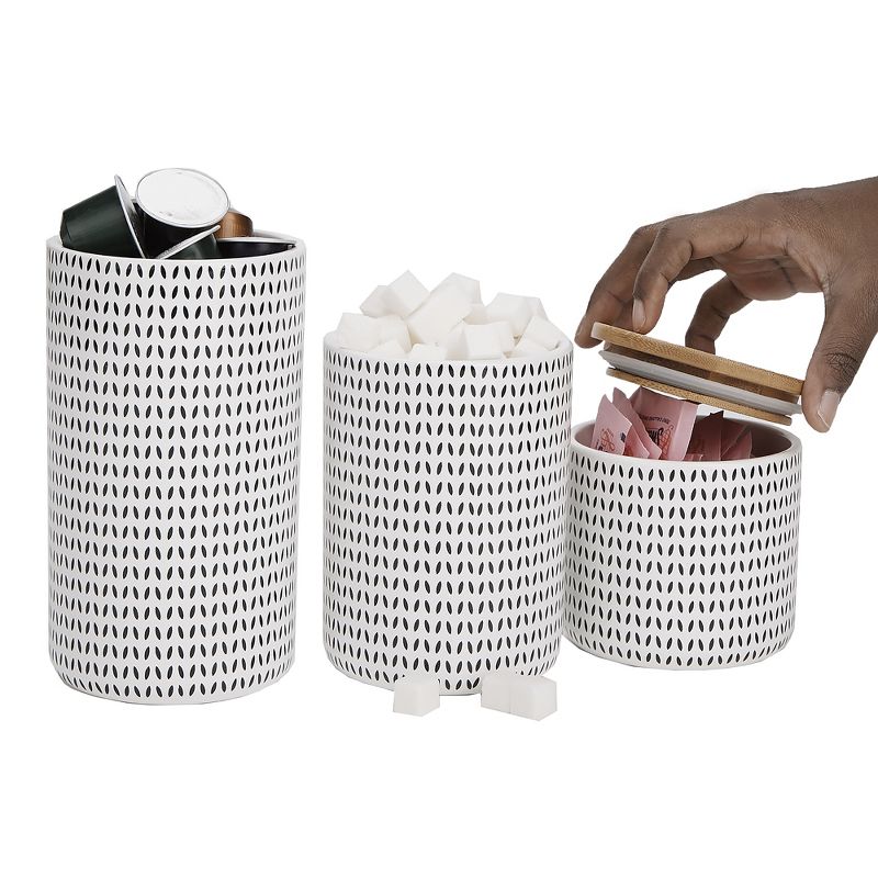 Mind Reader Ceramic Canister Set with Lids, 3 pc set, Blue