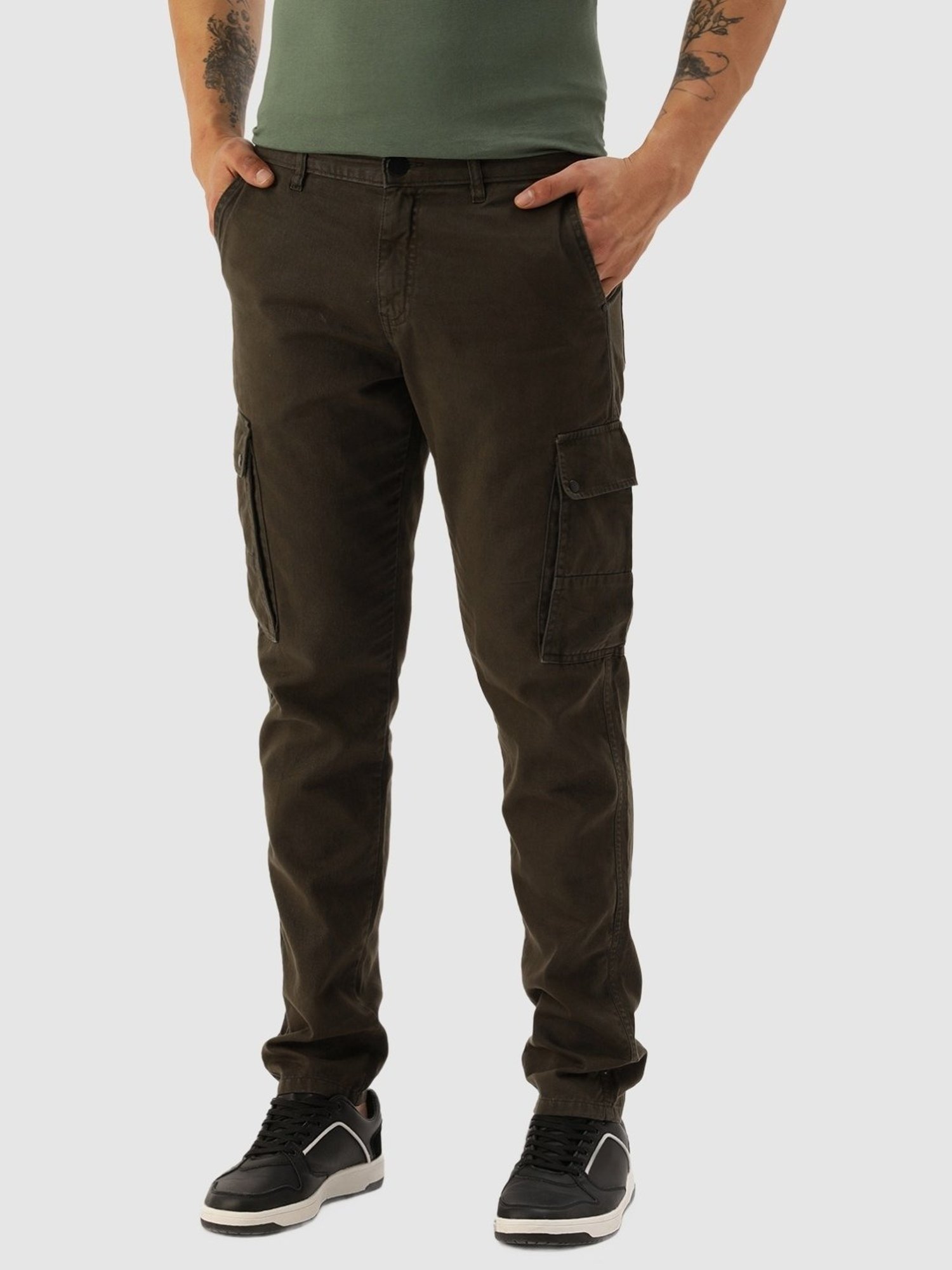 IVOC Dark Olive Cotton Regular Fit Cargos