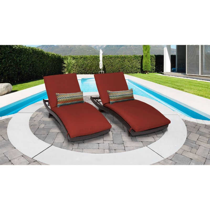 Bali 2pk Patio Chaise Lounges with Cushions - Terracotta - TK Classics