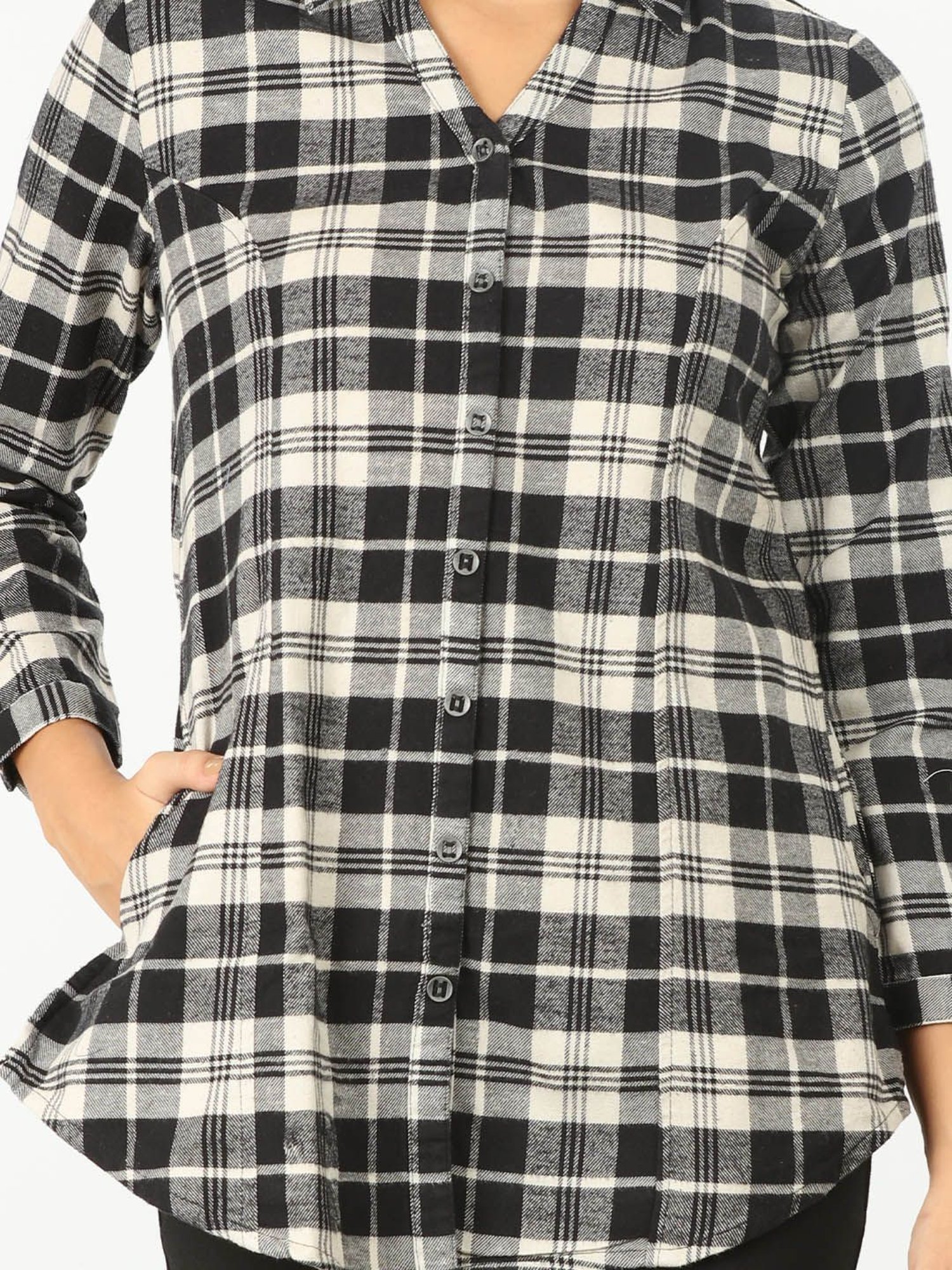 Mustard Black & White Checks Shirt