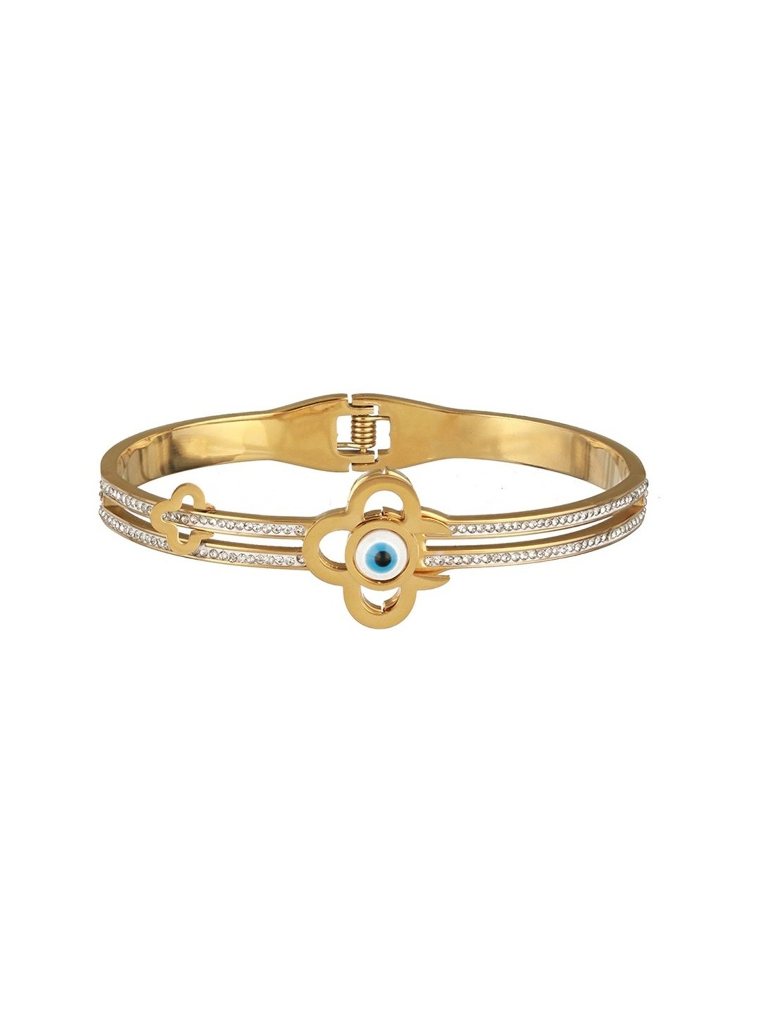 Prita by Priyaasi Floral Evil Eye Studded Gold-Plated Bracelet