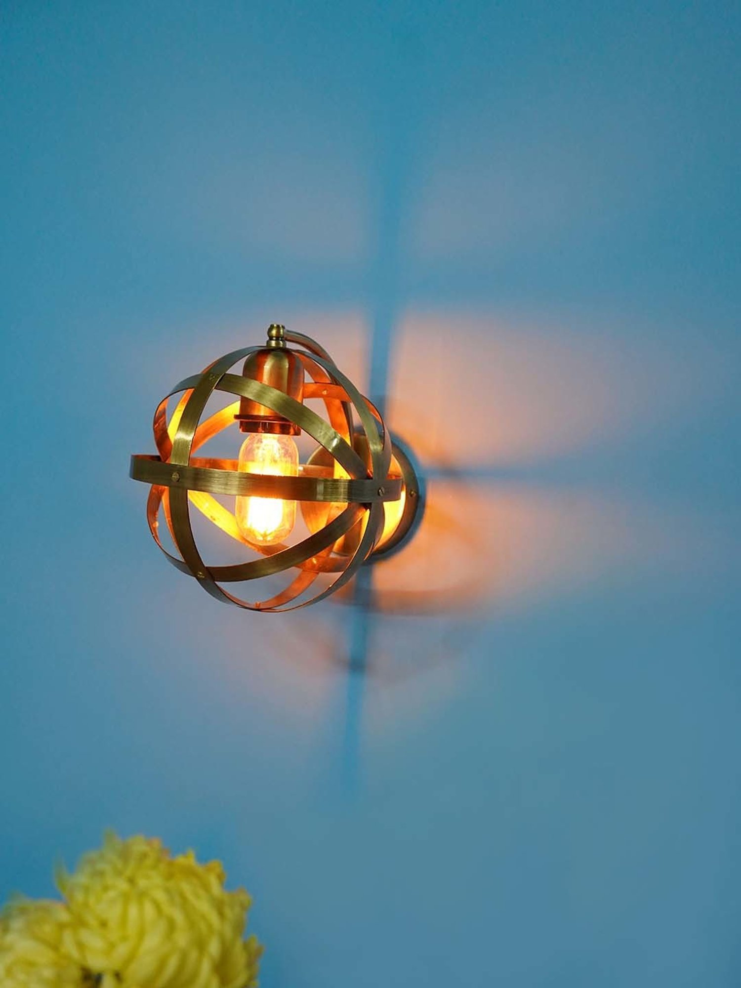 Fos Lighting 'Orb Cage' Antique Gold Steel Contemporary Wall Lamp - Set of 1