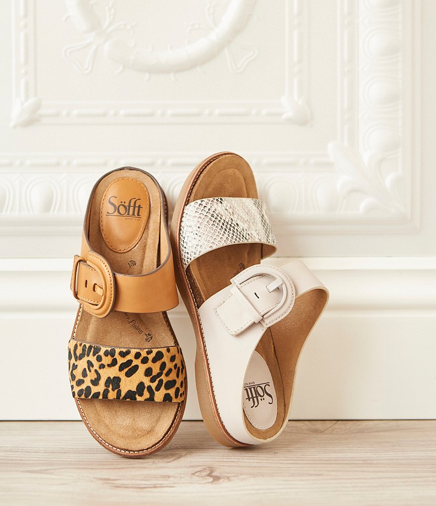 Sofft Braye Leather Snake Print Comfort Footbed Slides