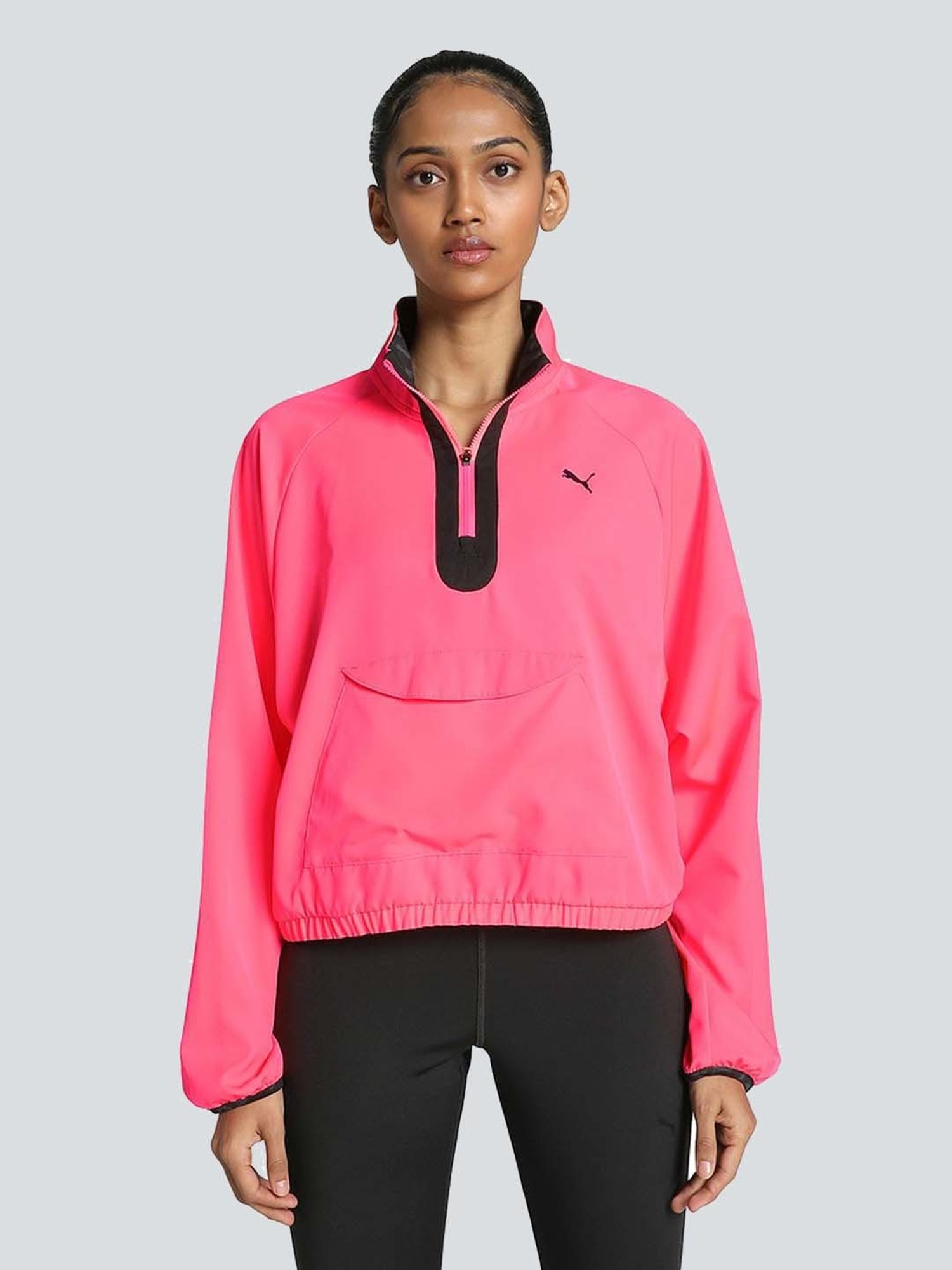Puma Pink Relaxed Fit Half-Zip Jacket