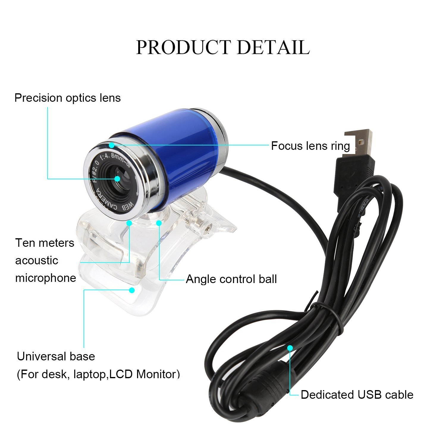 Zgeer HD Webcam,USB 2.0 Digital Video Webcamera for Computer PC Laptop.