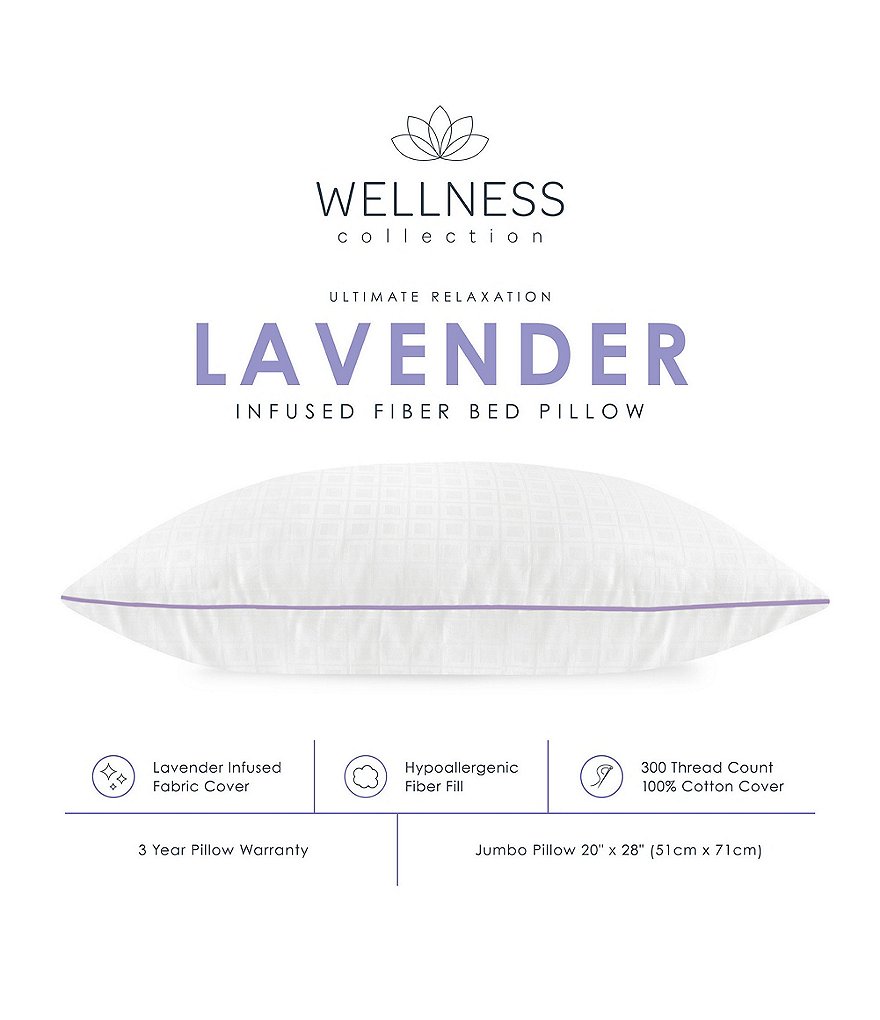 Sensorpedic Wellness Collection Fiber Bed Pillow with Lavender Infused Fabric Cover