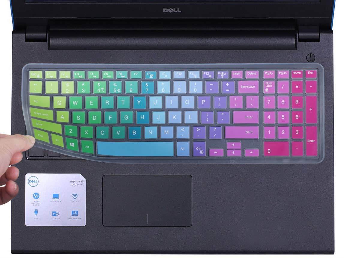 Colorful Dell Inspiron Keyboard Cover Compatible Dell G3 G5 G7 15.6 inch Series, 15.6" Dell Inspiron 15 3000 5000 7000 Series, 17.3" DELL Inspiron 17 5000 Series(with Numeric Keypad), Rainbow
