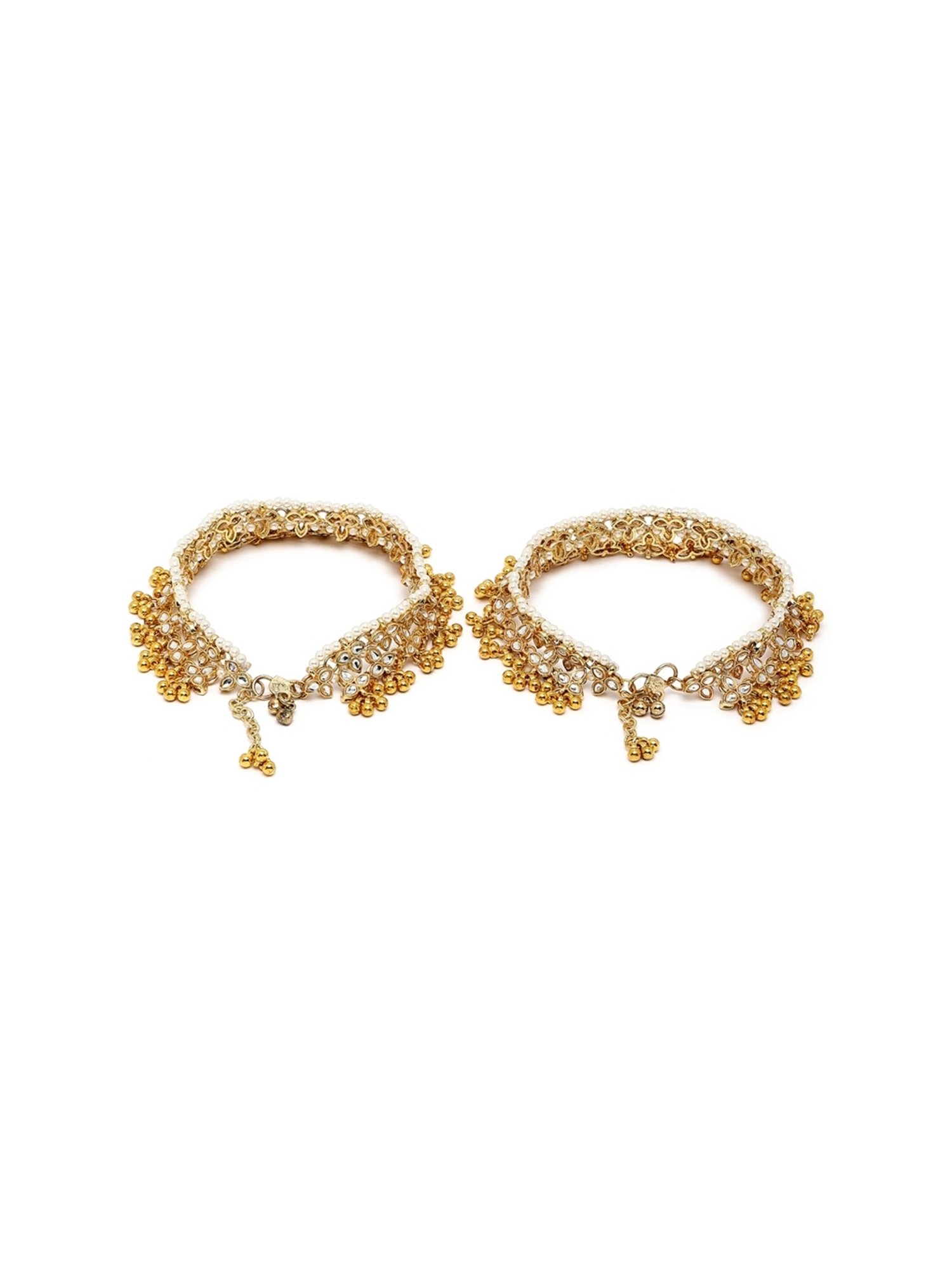 Karatcart Gold-Plated Kundan Anklet for Women