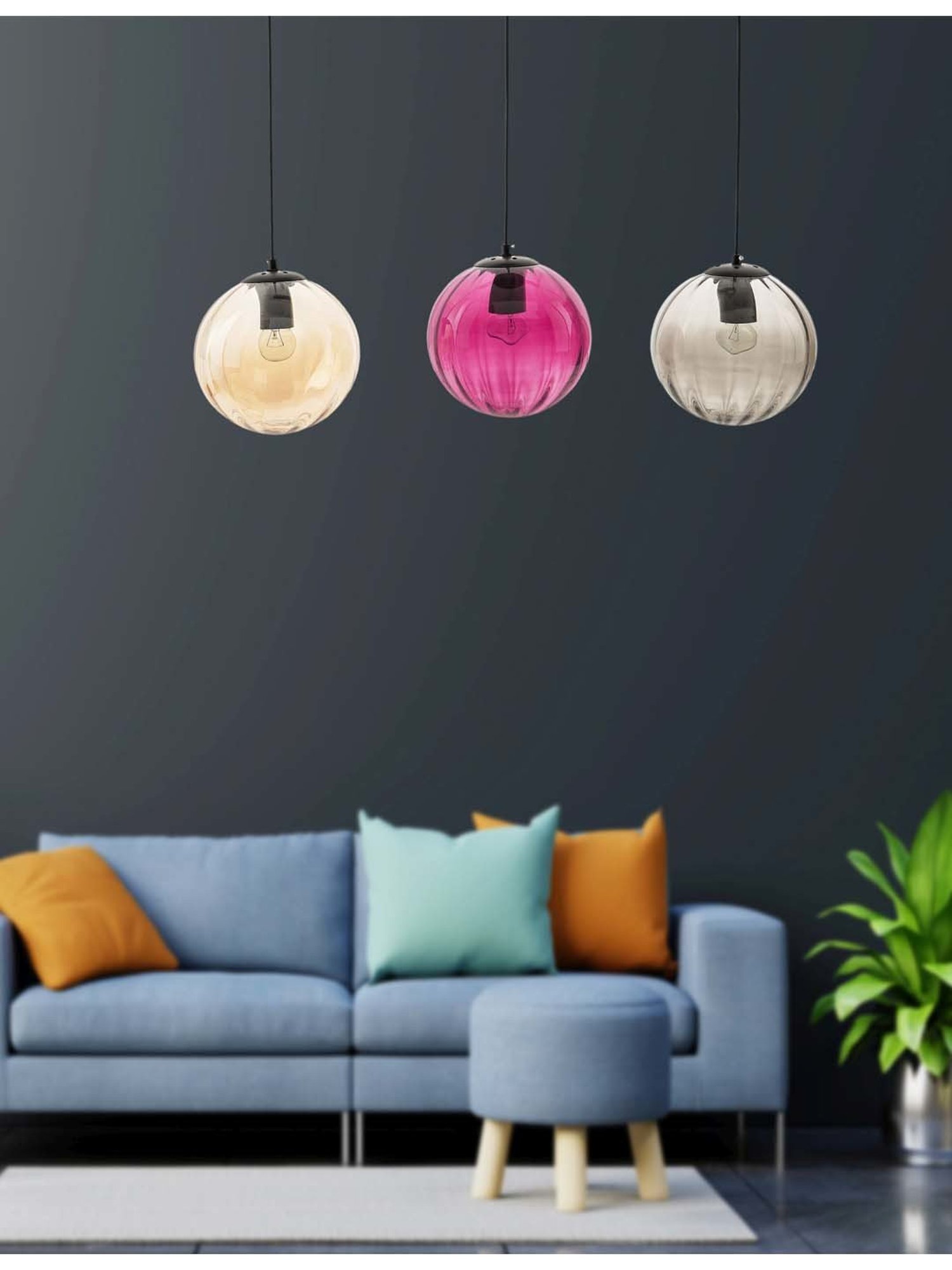 Kapoor E Illuminations 'Frances' Multicolor Glass 3-In-1 Hanging Cluster Light