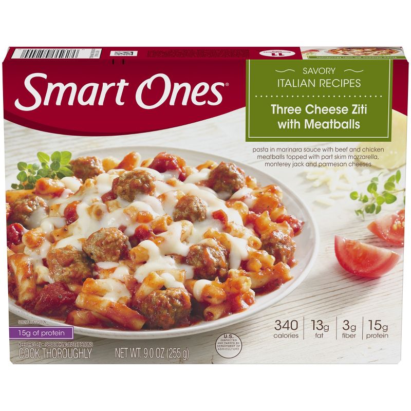 Smart Ones Frozen Three Cheese Ziti with Meatballs - 9oz