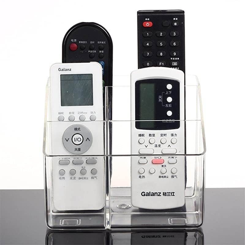 Clear Desktop Acrylic TV Remote Control Mobile Phone Storage Holder Organizer Caddy