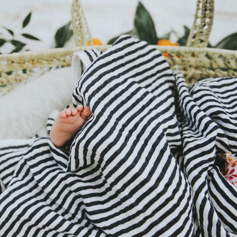 Clementine Kids Black and White Stripe Swaddle