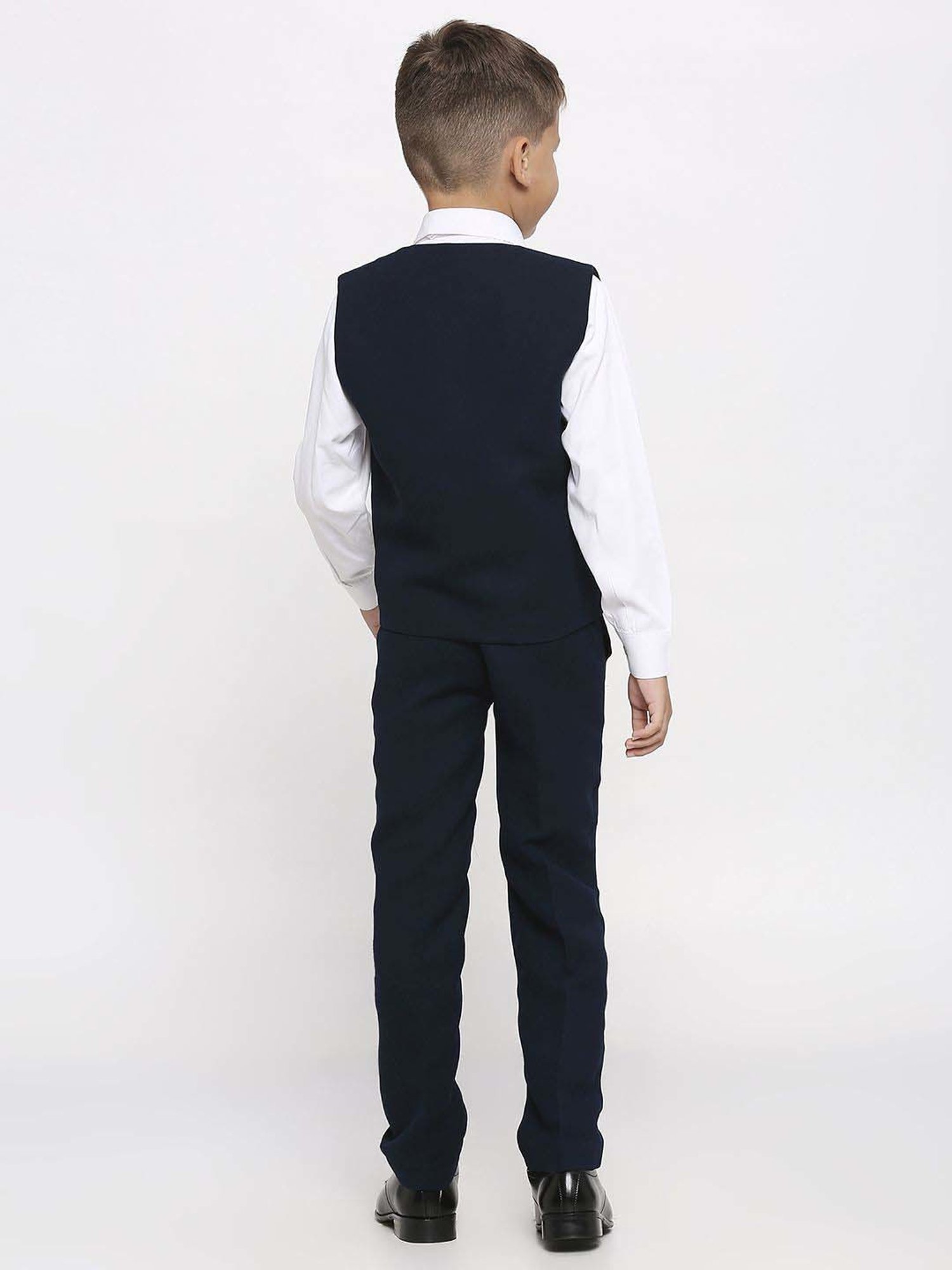 Kids Island Boys Green & White Solid Full Sleeves Suit Set