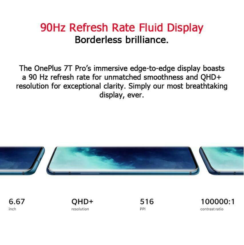 Original Global Version OnePlus 7T Pro 6.67" Dual-SIM 256GB/8GB Snapdragon 855+ 4085mAh Phone UFS 3.0 NFC Factory Unlocked(Haze Blue)