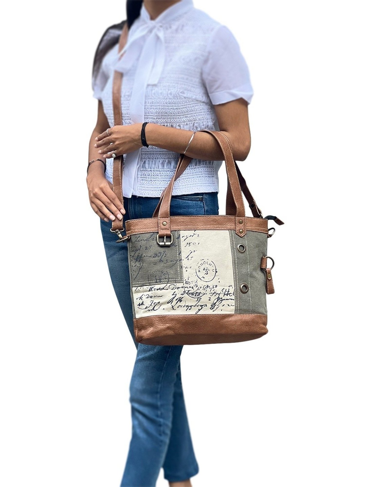 Mona B Grey Medium Tote Bag