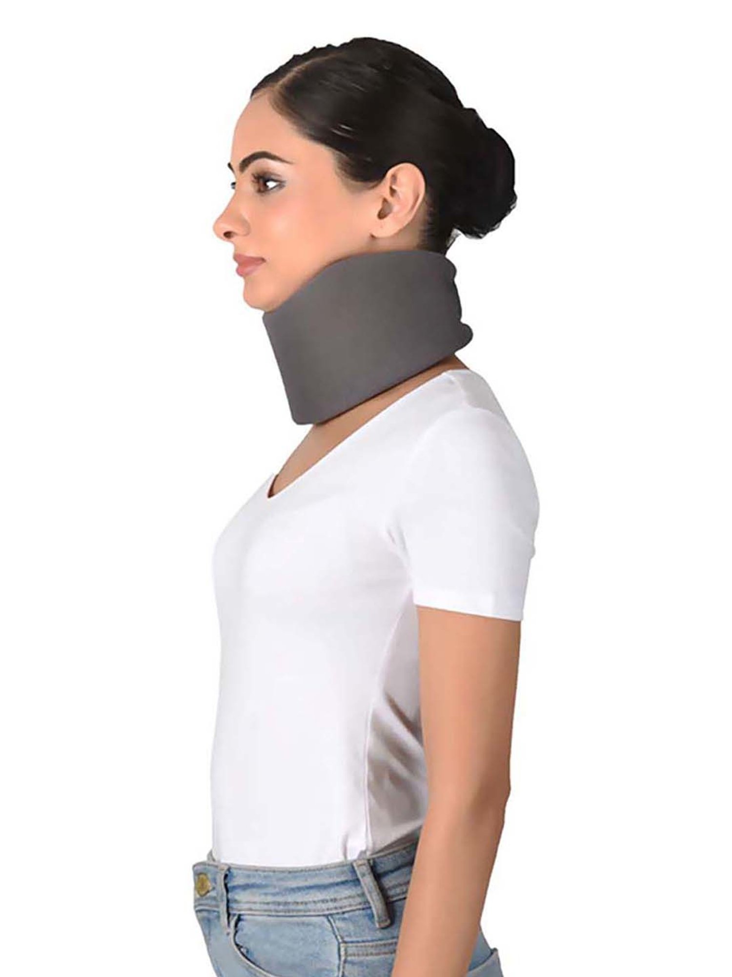 AccuSure Soft Cervical Collar Support Adjustable Neck Brace - M (Grey)