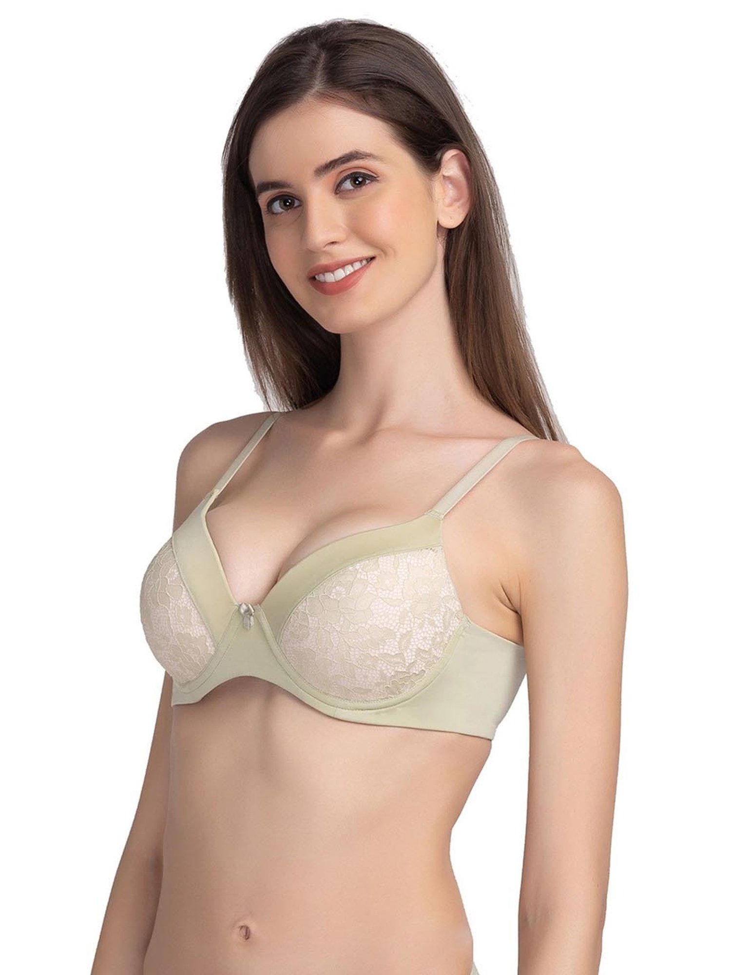Candyskin Green Lace Full Coverage T-Shirt Bra