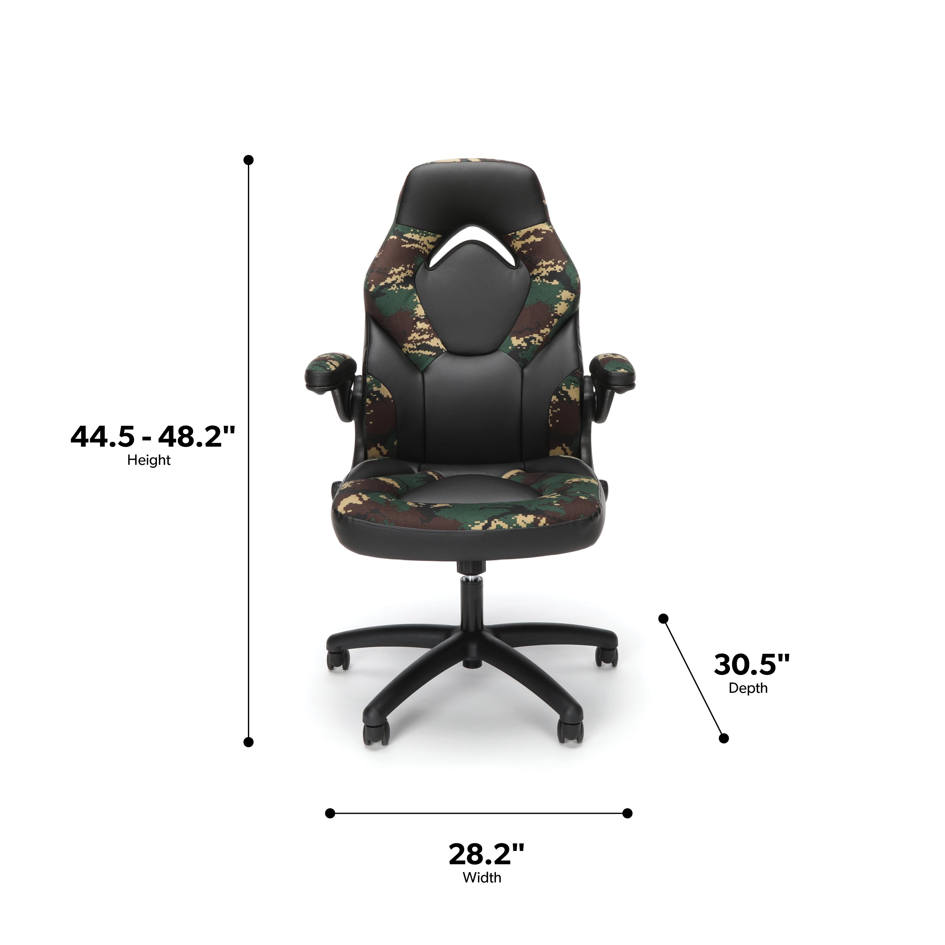 OFM Essentials Collection Racing Style Bonded Leather Gaming Chair, in Arctic Camo (ESS-3085-ARC)