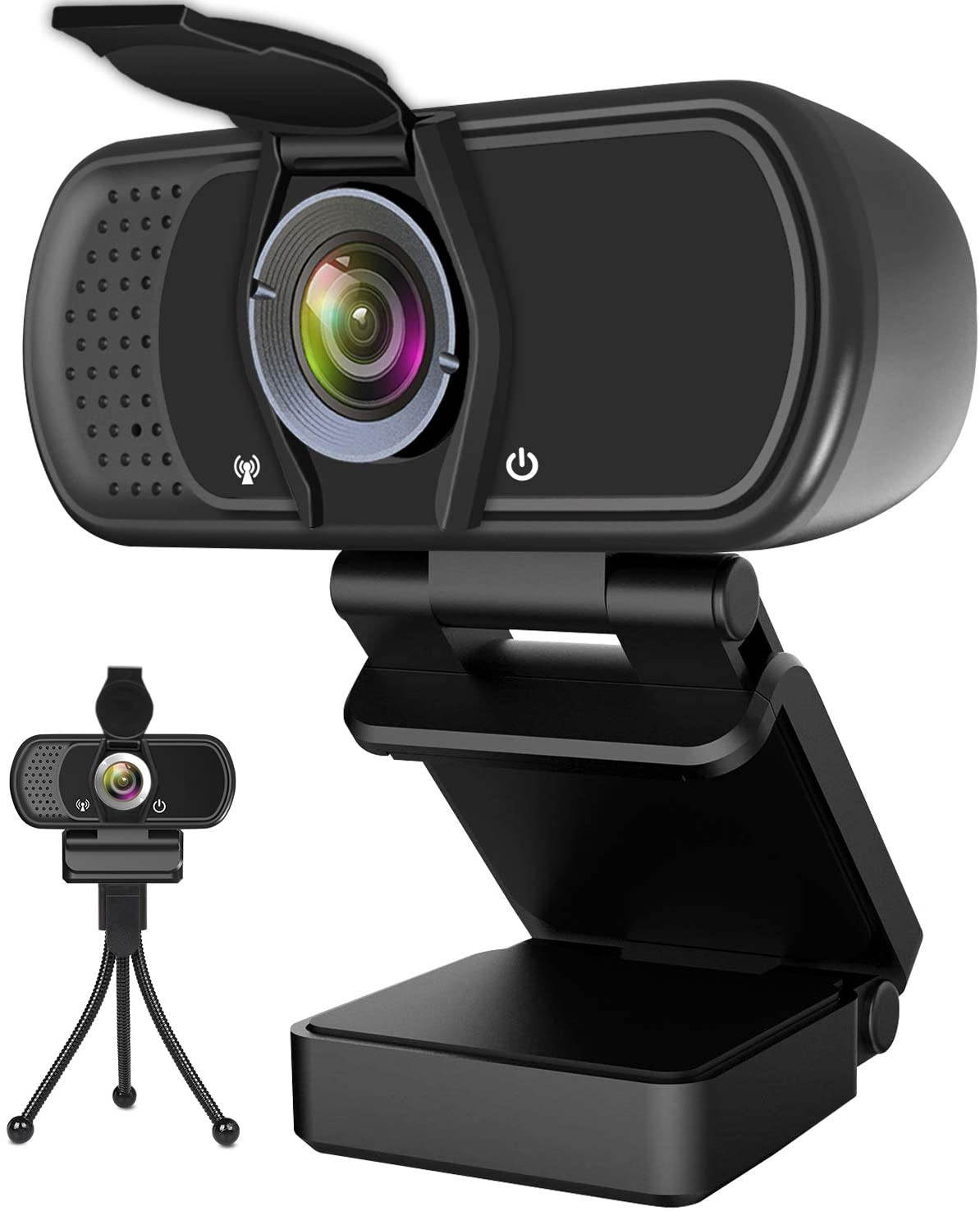Webcam 1080P,HD Webcam with Microphone,PC Laptop Desktop USB Webcams with 110 Degree Wide Angle,Computer Web Camera with Rotatable Clip