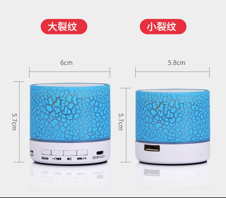 Superb Sound Large 45mm Driver Mini Music Bluetooth Speaker with USB Cable Wireless Portable Sound Box Subwoofer Speaker with Mic & Colorful LED Light small crack
