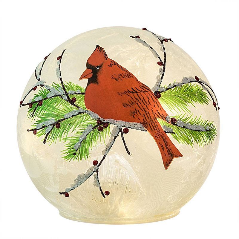 6in Christmas LED Globe with Cardinal motif Decorative Holiday Scene Props - Haute Décor